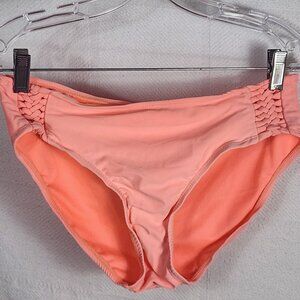 Catalina Peach Luster Braiding Detail Lined Nylon Span Poly Bikini Bottom Sz M